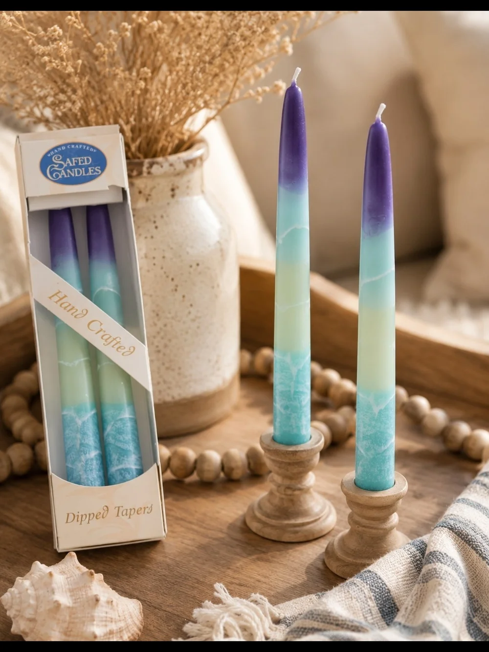 Hand Crafted Taper Candles From The Hills Of Galilee Israel - Set of 2